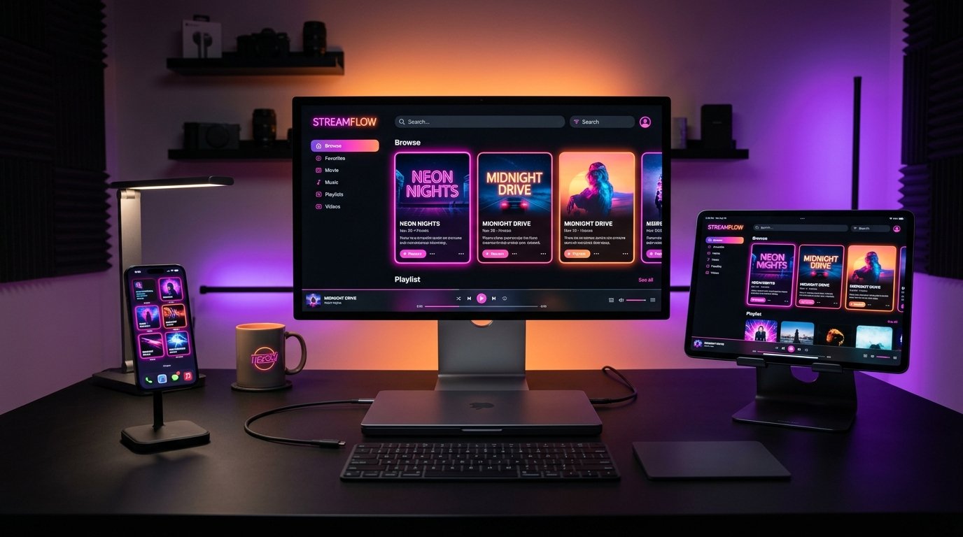 NetMirror multi-device workspace showing iPhone, iPad and computer connected